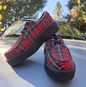 Red Tartan Plaid Creepers Anarchic T.U.K. Women's 8 UK 39